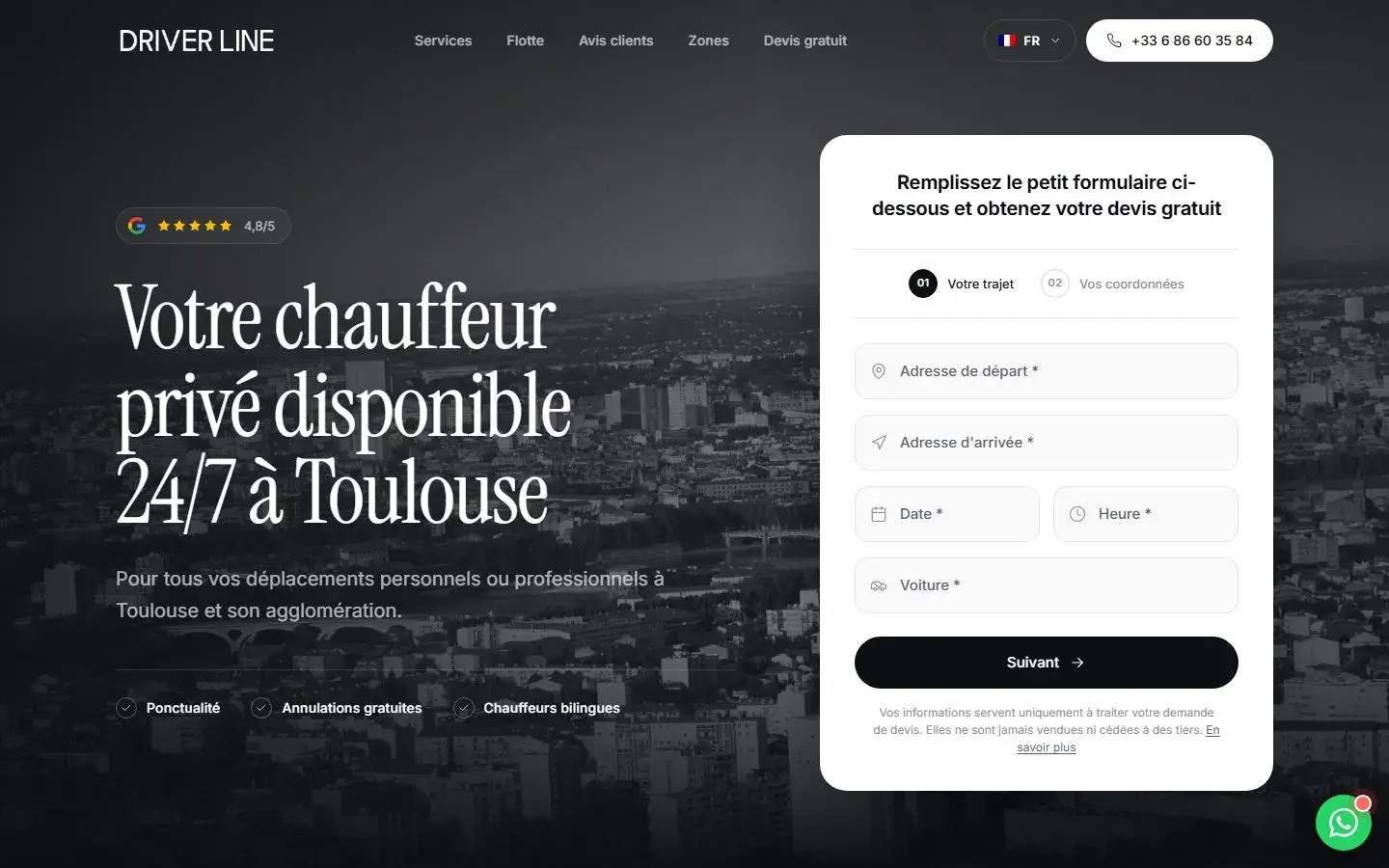 Page d’accueil du site Driver Line
